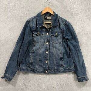 Suzanne Betro Denim Jacket Women Large Leopard Southwestern Y2K Jean Cowgirl‎